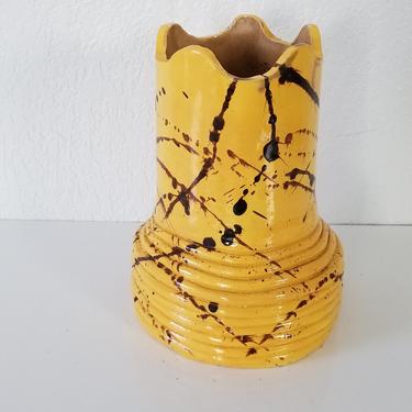 1980's Vintage Art Handmade  Pottery Vase . 