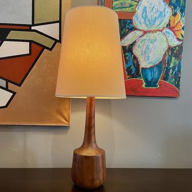 Large Danish Teak Table Lamp w\/Original Shade