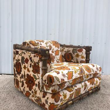 Mid Century Lounge Chair with Paisley Upholstery