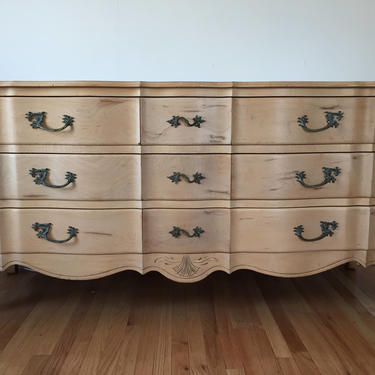 French Provincial Dresser with Natural Wood Finish 