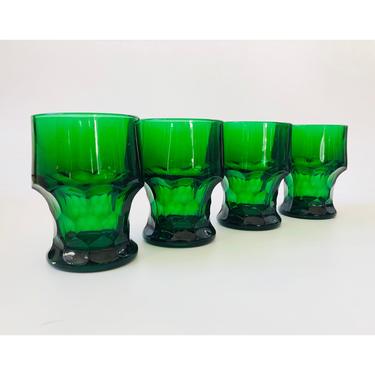 Mid Century Green Georgian Cocktail Glasses / Set of 4 