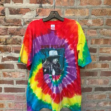Vintage 90s BOB DYLAN Tie Dye T-Shirt Size L Deadstock Grateful Dead Jimi Hendrix Liquid Blue Woodstock 