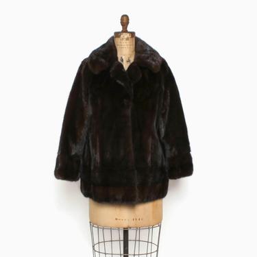 Vintage 60s MINK COAT / 1960s Dark Rich Brown Plush Genuine Mink Fur Jacket 