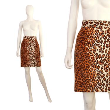 1970s Leopard Print Mini Skirt - Vintage Leopard Mini Skirt - Vintage Leopard Velveteen Skirt - 1970s Mini Skirt - 70s Skirt | Size Small 