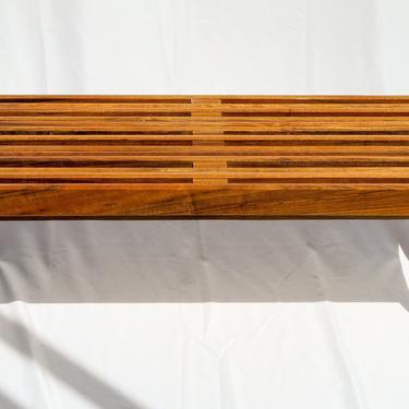 Handmade Slatted Bench Iroko Wood 