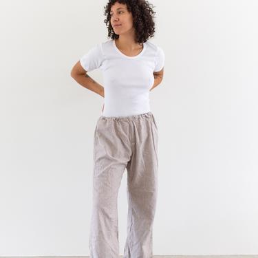 Vintage 26-34 Waist Stripe Flannel Elastic Easy Pant | Mauve White High Waist Holiday Cotton Pajama Pants | FL019 | 