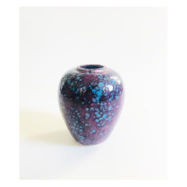 Mid Century Purple and Blue Studio Pottery Vase 