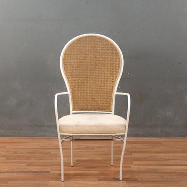 White &amp; Woven Cane-Back Armchair