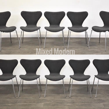 Arne Jacobsen Style Grey Dining Chairs - Set of 10 