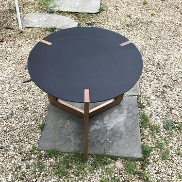 90s DWR Metal Wood Tripod Table Post Modern Mid-Century vibe 