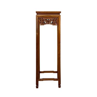 Chinese Oriental Square Light Brown Stain Plant Stand Pedestal Table ws1606E 