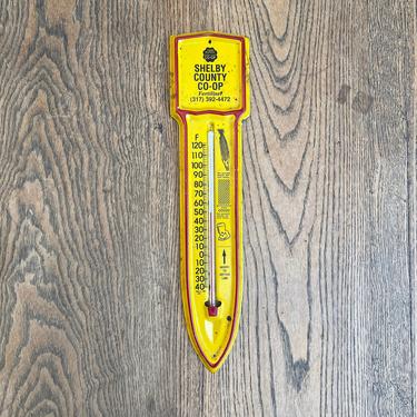 Vintage Shelby County Co-Op Indiana Thermometer Sign 