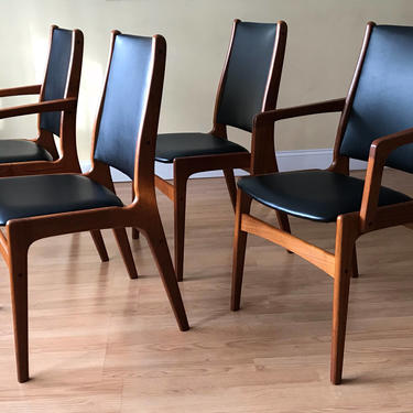 Set of six Erik Buch Teak Danish Dining Chairs, two armchairs, four side chairs 