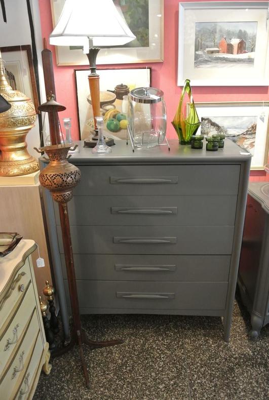 Grey painted MCM chest of drawers. $550
