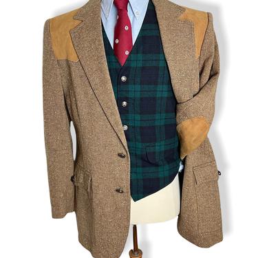 Vintage 1970s PENDLETON Wool Tweed Western Blazer ~ size 42 Long ~ Donegal ~ jacket / sport coat ~ Elbow Patches ~ 