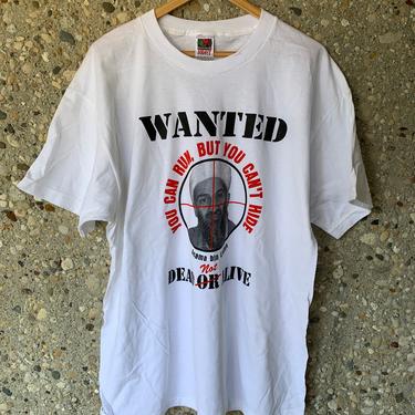 Y2K vintage 2001 TSHIRT IRAQ War, WANTED Osama Bin Laden 9-11 number one target dead not alive, you can run but you can't hide 
