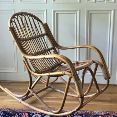 Vintage Rattan Albini Style Rocking Chair 