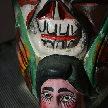 Vintage Mexican Hand-painted Wooden Mask 