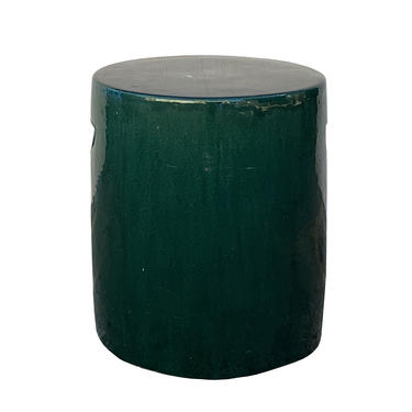 Ceramic Clay Dark Green Glaze Round Flat Column Garden Stool cs5982E 
