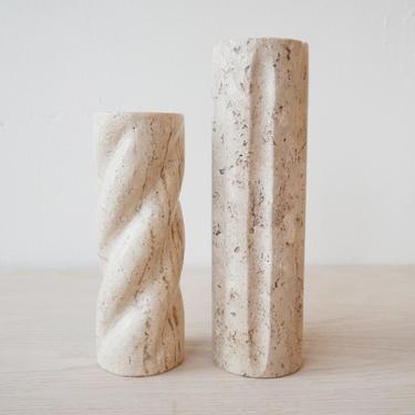 Pair of Stone Candleholders