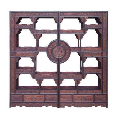 Chinese Pair Rosewood Display Curio Cabinet Room Divider cs1499E 