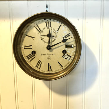 1880 Seth Thomas 8-Day Lever Clock for Ship, Locomotive, Train in Brass Case, Serviced 