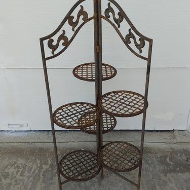 Vintage Iron Folding 6 Tier Plant Stand 