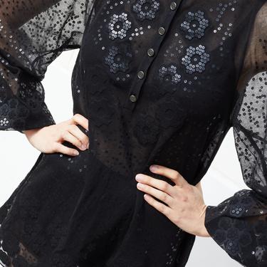 CHANEL Sequin Sheer Knit Tunic Top / Dress (Sz. 6)