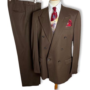 Vintage CHRISTIAN DIOR Wool Gabardine 2pc Suit ~ 42 Long ~ Double Breasted ~ jacket / blazer / sport coat / pants ~ 