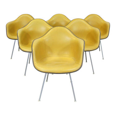 Set of 6 Mid-Century Danish Modern Eames for Herman Miller DAX Shell Arm Chairs 