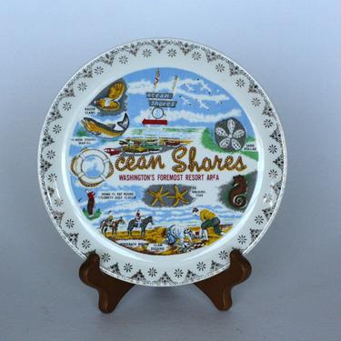 vintage ocean shores washington souvenir plate 