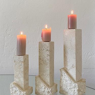 Tessellated Stone Candle Holders