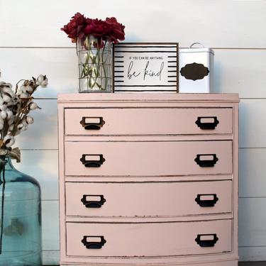 Vintage Pale Pink Nightstand with Catalog Hardware