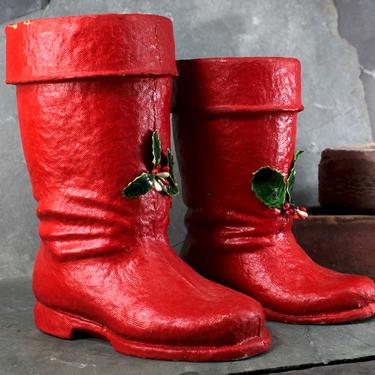 Santa Boots - Vintage Compressed Paper Boot Planters from the  1940s/1950s in Excellent Condition | FREE SHIPPING 