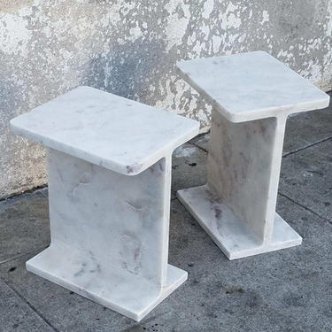 Modernist solid marble side table 