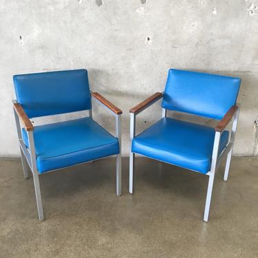 Mid Century Modern Pair of Blue Chairs by Domore Furniture Co.