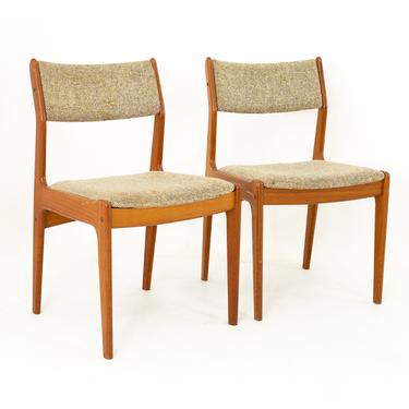 Mid Century Teak Upholstered Dining Chairs - Pair 