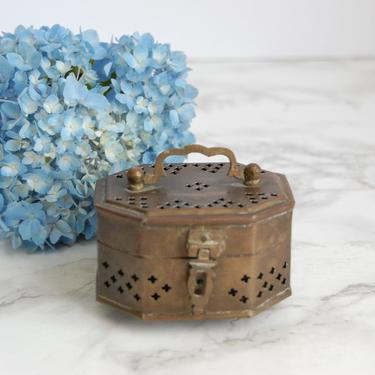 Vintage Brass Pierced Box Tiny Cricket Box Container Brass Box Vintage Catchall Trinket Box by PursuingVintage1