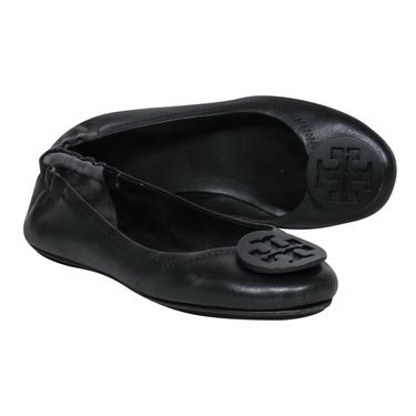 Tory Burch - Black Leather Ballet Flats w/ Logo Sz