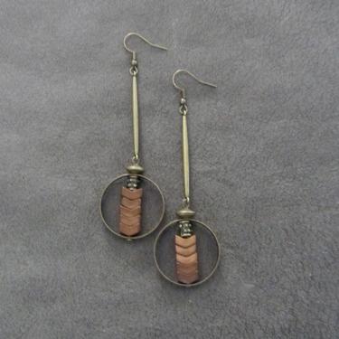 Long bronze earrings, mid century modern earrings, Brutalist earrings, minimalist earrings, unique industrial earrings, pendulum, arrow 