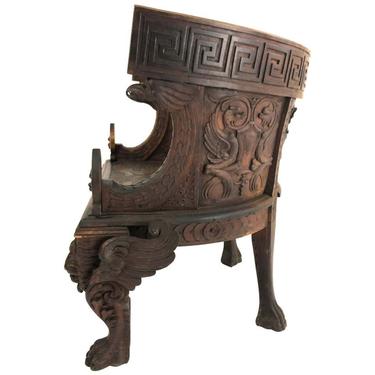 Neoclassical Carved Walnut Grand Tour Throne Armchair