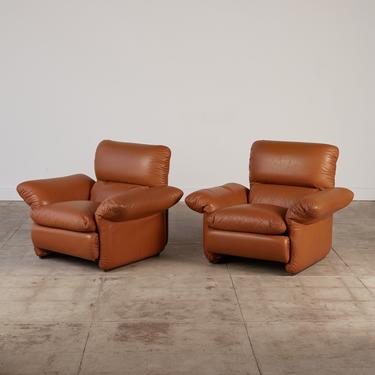 Pair of Italian Leather Lounge Chairs