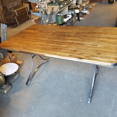 Wood Table with Sturdy Steel Base 60 W x 36 L x 30 H