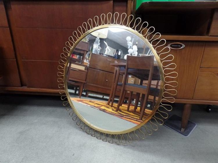 Vintage gold metal frame mirror. 