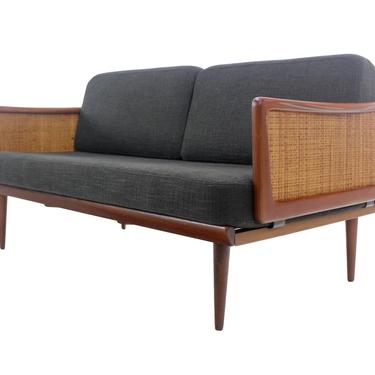 Unique, High-Style, Scandinavian Modern Drop-Arm Sofa Designed by Peter Hvidt