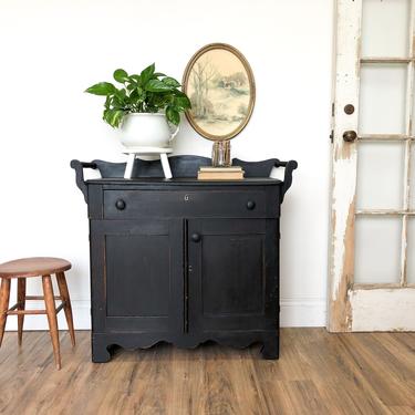 Black Cabinet - Antique Washstand - Farmhouse Furniture 