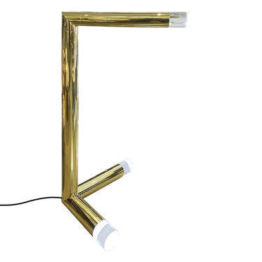 Karl Springer Rare "Sculpture Floor Lamp" in Brass and Lucite 1970s