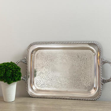 Vintage Silver Handled Serving Tray Gotham Silver Plate Hotel Restaurant Ware 