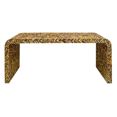 Karl Springer Exceptional Waterfall Console Table in Lacquered Tessellated Horn 1970s