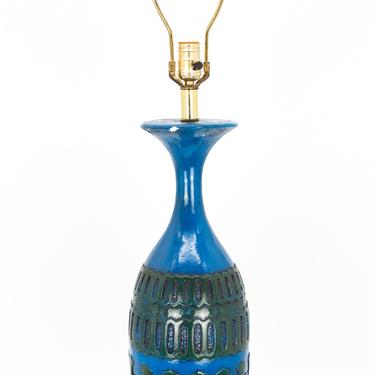 Bitossi for Raymor Style Blue Ceramic Mid Century Table Lamp - mcm 